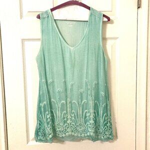 Excellent Condition, SZ PM, Soft Surroundings Silk Romance Layering Tank, Green